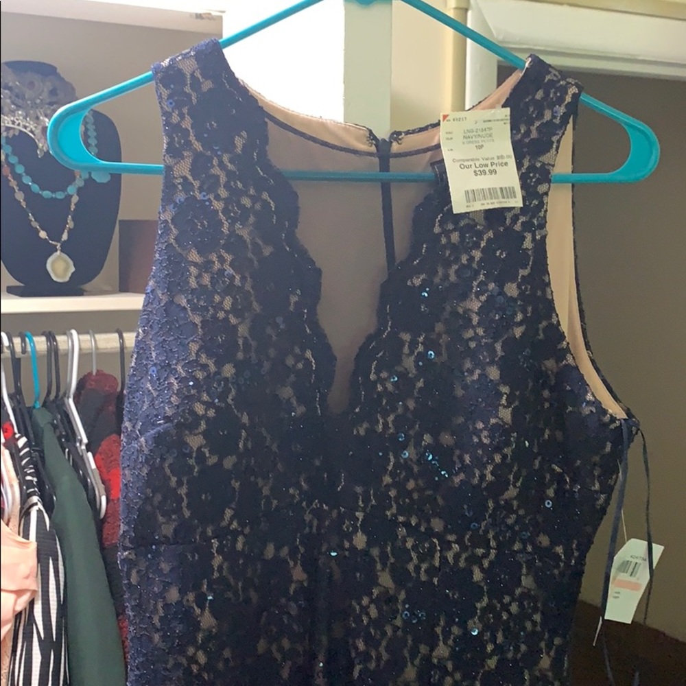 Navy/ nude dress